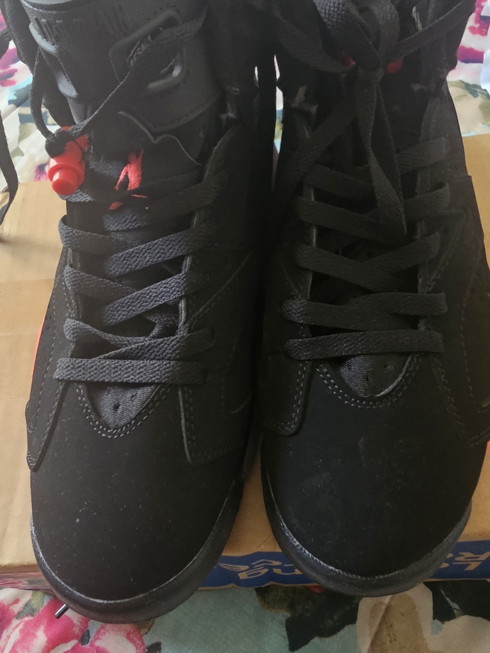 Jordan Black High-Top Sneakers with Red Accent